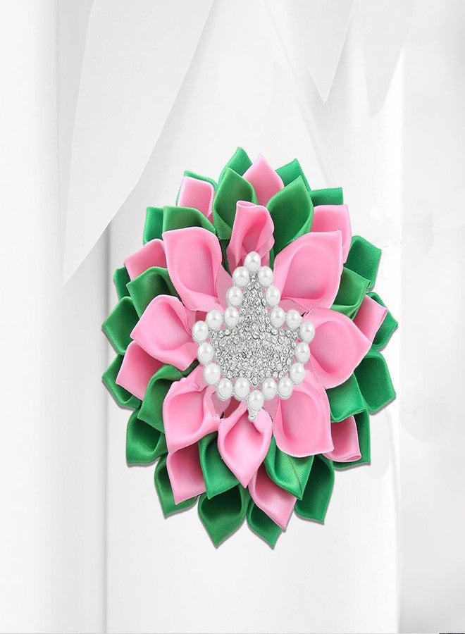 HUSURU Sorority Paraphernalia Brooches Pin for Women Greek Society Members Gift Pink Green Flower Corsage Brooch Sisterhood Jewelry - Image 5